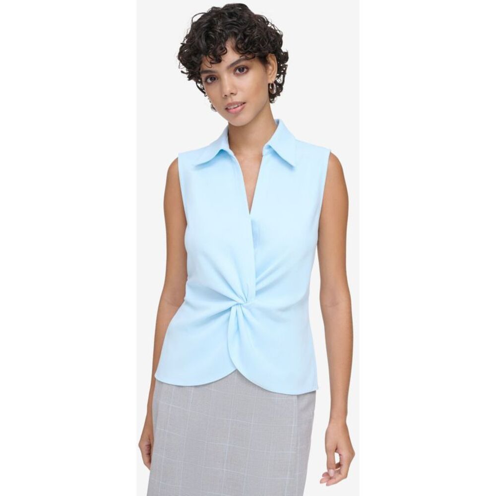 Calvin Klein Womens Twist-Front Sleeveless Blouse Top, NWT